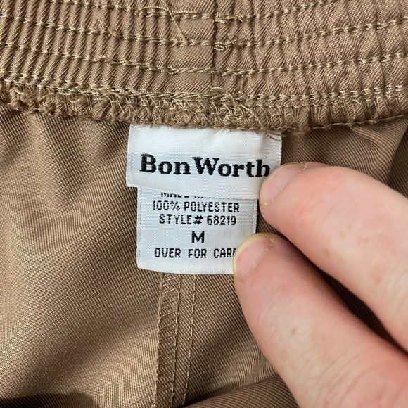 Bon Worth Elastic Waist 100% Polyester Pull On Slacks Pants Womens Size Medium - Picture 3 of 6